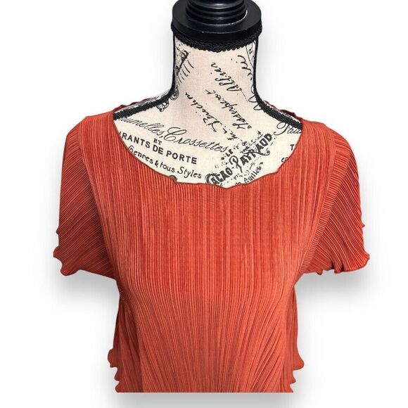 Madewell Rust Orange Pleated Blouse Oversized Boho Minimalist Top Womens Size XS - Picture 8 of 12